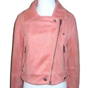 Madison Women's Jacket Blush Pink Suede Moto Zip Up Designer Coat M New